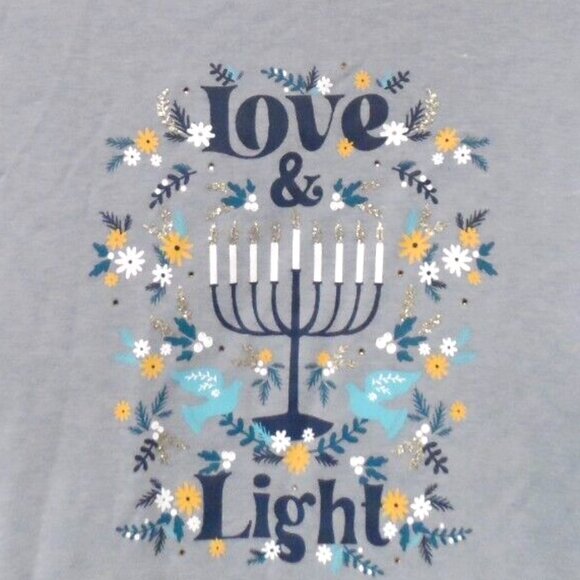 5X Plus Size CLASSIC TEE HANUKKAH LOVE & LIGHT Shirt Top Kohls Croft Barrow - Picture 2 of 2